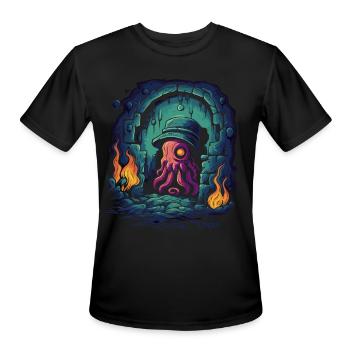 Deep Dark Dungeon Detective Octopus - Men's Moisture Wicking Performance T-Shirt - black - Front - Jackson (183cm)