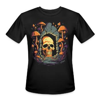Old Skull in the Mushroom Dungeon - Men's Moisture Wicking Performance T-Shirt - black - Front - Jackson (183cm)