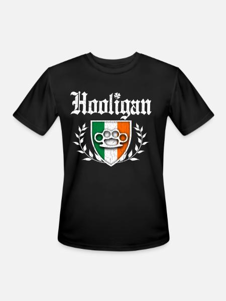 Irish Hooligan Crest vintage distressed look - Men's Moisture Wicking Performance T-Shirt - black