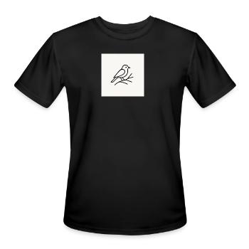 Bird Lineart on Branch - Men's Moisture Wicking Performance T-Shirt - black - Front - Jackson (183cm)