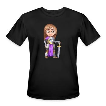Woman knight warrior in armor, holding a sword - Men's Moisture Wicking Performance T-Shirt - black - Front - Jackson (183cm)