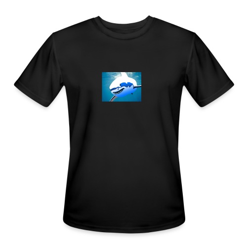 Super Lit Shark Drawing by Adam Tennant - Men's Moisture Wicking Performance T-Shirt