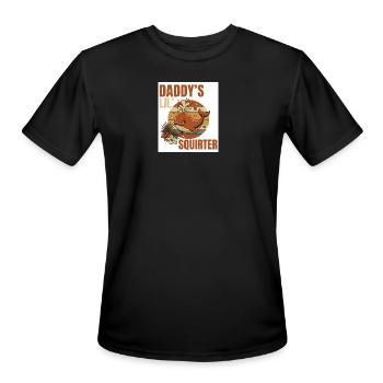Daddy's Lil Squirter Whale Retro Tee - Men's Moisture Wicking Performance T-Shirt - black - Front - Jackson (183cm)