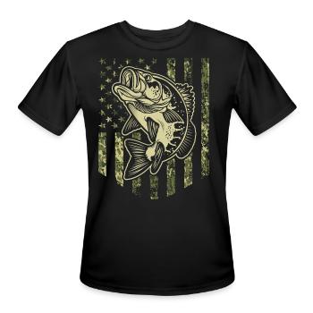 Camo American Flag Bass Fishing Lover - Men's Moisture Wicking Performance T-Shirt - black - Front - Jackson (183cm)