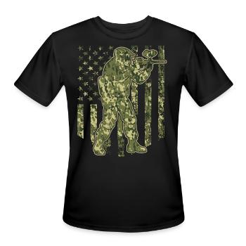 Camo American Flag Paintball Lover - Men's Moisture Wicking Performance T-Shirt - black - Front - Jackson (183cm)