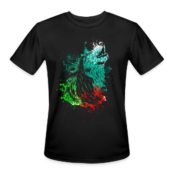 Splash Art Howling Wolf - Men's Moisture Wicking Performance T-Shirt - black - Front - Jackson (183cm)
