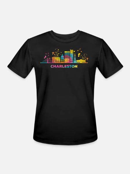 Charlestonian Skyline Charleston - Men's Moisture Wicking Performance T-Shirt - black