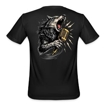 Howling Wolf Mic – Wild Voice of Sound Illustratio - Men's Moisture Wicking Performance T-Shirt - black - Back - Jackson (183cm)