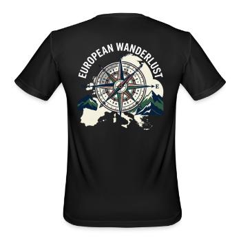 European Wanderlust Compass - Men's Moisture Wicking Performance T-Shirt - black - Back - Jackson (183cm)