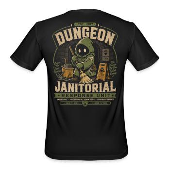 Dungeon Janitorial Squad - Men's Moisture Wicking Performance T-Shirt - black - Back - Jackson (183cm)