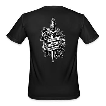 Awake and Unafraid – Emo Dagger Tattoo Art - Men's Moisture Wicking Performance T-Shirt - black - Back - Jackson (183cm)