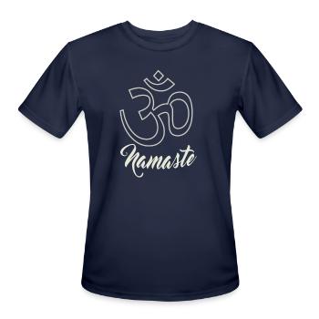 Om Symbol and Namaste - Men's Moisture Wicking Performance T-Shirt - navy - Front - Jackson (183cm)