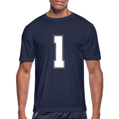 White Number 1 – Varsity Font - Men's Moisture Wicking Performance T-Shirt