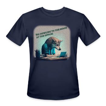 Office Wolf - No Howling To The Moon At The Office - Men's Moisture Wicking Performance T-Shirt - navy - Front - Jackson (183cm)