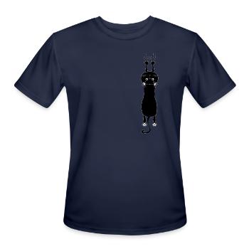 Hanging and Scratching Cat - Men's Moisture Wicking Performance T-Shirt - navy - Front - Jackson (183cm)
