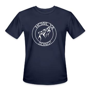 Howl Ya Doing - Halloween wolf pun - Men's Moisture Wicking Performance T-Shirt - navy - Front - Jackson (183cm)
