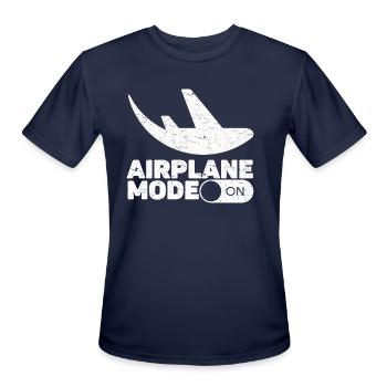 Vintage Airplane Mode On - Men's Moisture Wicking Performance T-Shirt - navy - Front - Jackson (183cm)