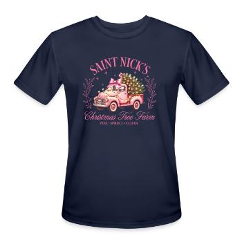 Saint Nick s Christmas Tree Farm - Men's Moisture Wicking Performance T-Shirt - navy - Front - Jackson (183cm)