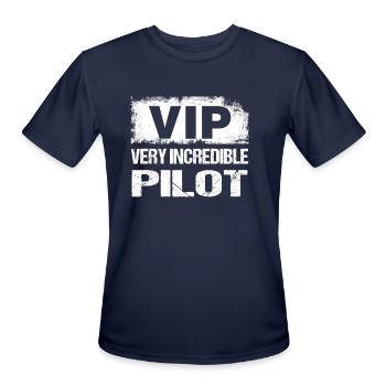 VIP Very Incredible Pilot Gift Aviation - Men's Moisture Wicking Performance T-Shirt - navy - Front - Jackson (183cm)