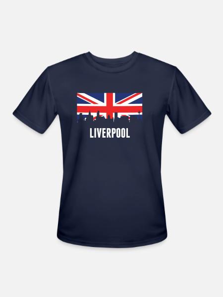 British Flag Liverpool Skyline - Men's Moisture Wicking Performance T-Shirt - navy