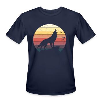 Howling Wolf At Night - Men's Moisture Wicking Performance T-Shirt - navy - Front - Jackson (183cm)