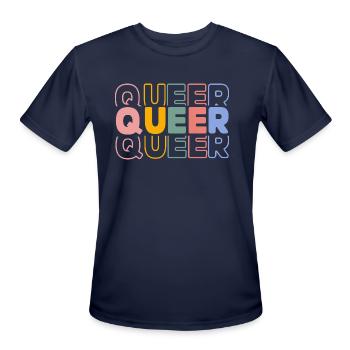 Queer Typography Design - Men's Moisture Wicking Performance T-Shirt - navy - Front - Jackson (183cm)