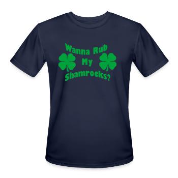 Wanna Rub My Shamrocks - Men's Moisture Wicking Performance T-Shirt - navy - Front - Jackson (183cm)