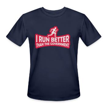 run better than government - Men's Moisture Wicking Performance T-Shirt - navy - Front - Jackson (183cm)