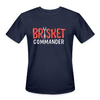 Brisket Commander BBQ Grillmaster - Men's Moisture Wicking Performance T-Shirt - navy - Front - Jackson (183cm)