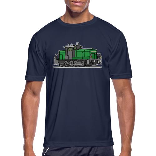 Green diesel locomotive, train, railway - Men's Moisture Wicking Performance T-Shirt