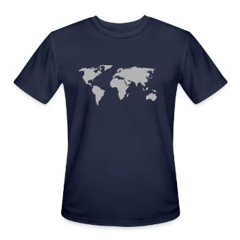 World Map - Men's Moisture Wicking Performance T-Shirt - navy - Front - Jackson (183cm)