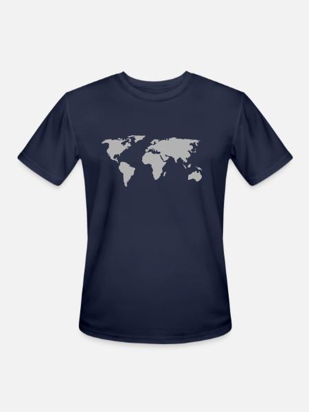 World Map - Men's Moisture Wicking Performance T-Shirt - navy
