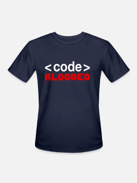 Code Blooded Funny Programming Computer - Men's Moisture Wicking Performance T-Shirt - navy