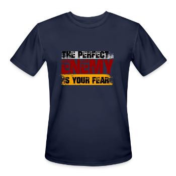 THE PERFECT ENEMY IS YOUR FEAR - Men's Moisture Wicking Performance T-Shirt - navy - Front - Jackson (183cm)