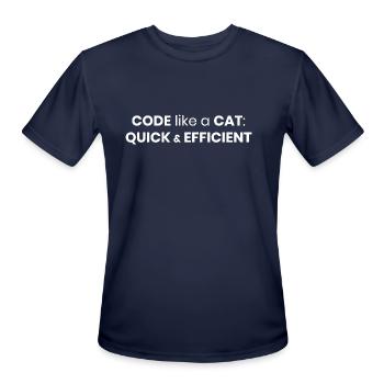 Code Like A Cat Quick And Efficient - Men's Moisture Wicking Performance T-Shirt - navy - Front - Jackson (183cm)