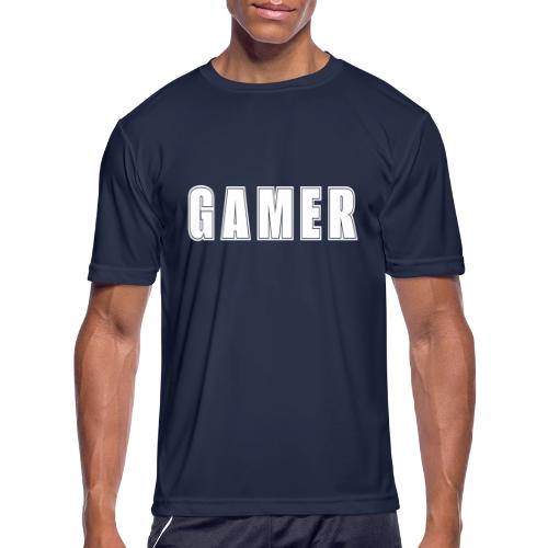 Gamer Collegiate White Text Design - Men's Moisture Wicking Performance T-Shirt
