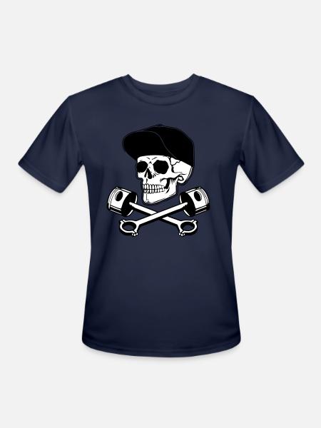 Skull & Pistons - Men's Moisture Wicking Performance T-Shirt - navy