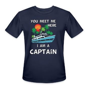Captain Boat yacht - Men's Moisture Wicking Performance T-Shirt - navy - Front - Jackson (183cm)