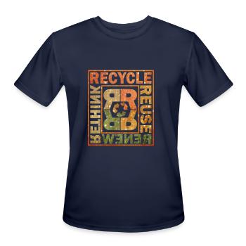 Recycle Reuse Renew Rethink - Men's Moisture Wicking Performance T-Shirt - navy - Front - Jackson (183cm)