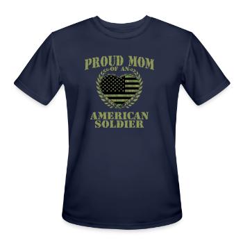 Proud Mom Of An American Soldier Camo Heart Usa - Men's Moisture Wicking Performance T-Shirt - navy - Front - Jackson (183cm)