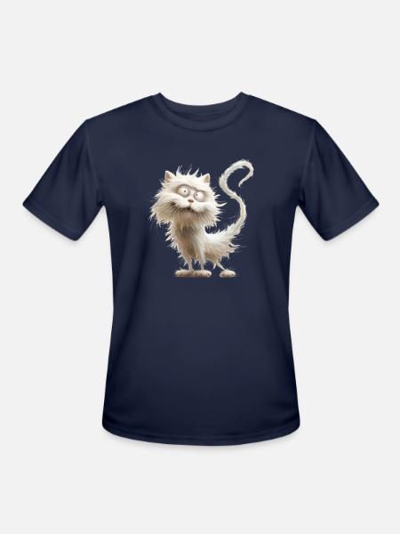 Funny Cat - Men's Moisture Wicking Performance T-Shirt - navy