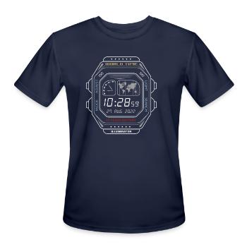 Vintage digital watch clock screen - Men's Moisture Wicking Performance T-Shirt - navy - Front - Jackson (183cm)