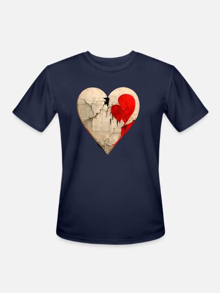 Broken Heart - Men's Moisture Wicking Performance T-Shirt - navy