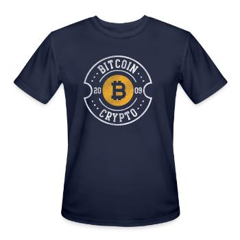 Funny Bitcoin Logo Crypto 2009 Currency Traders S - Men's Moisture Wicking Performance T-Shirt - navy - Front - Jackson (183cm)