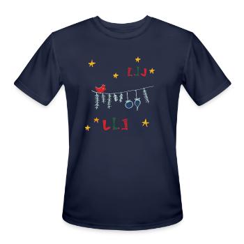 Christmas Bird And Socks - Men's Moisture Wicking Performance T-Shirt - navy - Front - Jackson (183cm)