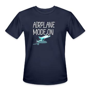 Airplane Mode On - Men's Moisture Wicking Performance T-Shirt - navy - Front - Jackson (183cm)