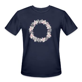 silver eucalyptus and holly wreath - Men's Moisture Wicking Performance T-Shirt - navy - Front - Jackson (183cm)