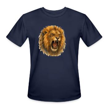 Untamed Majesty The Spirit of a Lion - Men's Moisture Wicking Performance T-Shirt - navy - Front - Jackson (183cm)