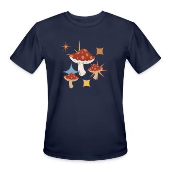 Magical Mushroom Paradise - Men's Moisture Wicking Performance T-Shirt - navy - Front - Jackson (183cm)