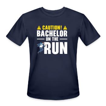 Bachelor Caution Groom Marrying Wedding Day - Men's Moisture Wicking Performance T-Shirt - navy - Front - Jackson (183cm)